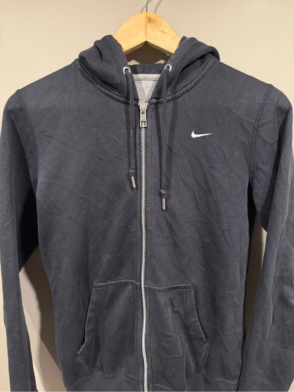 Nike womens Dark Black Full-Zip Hooded Sweater Mens Small
